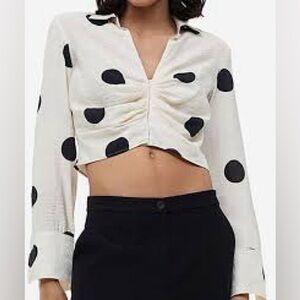 NWT Polka Dot Crop Top - Black and White